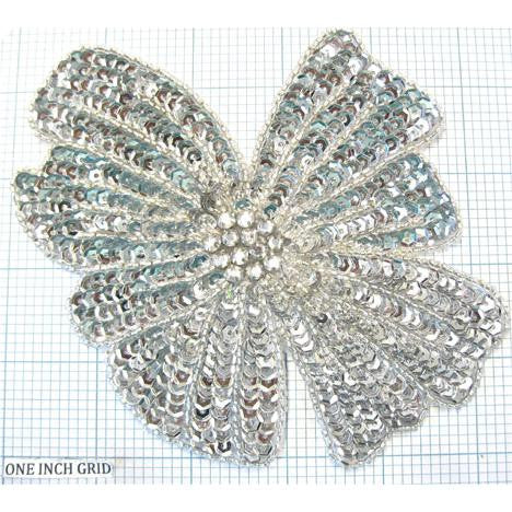 Flower with Silver sequins and Beads 4.75