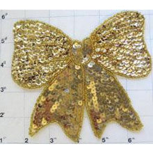 Load image into Gallery viewer, Bow with Gold Sequins and Beads 4.75” x 5.50”