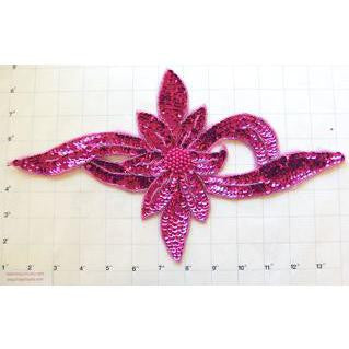 Flower with Fuchsia Sequins and Beads 12.5" x 7.5"