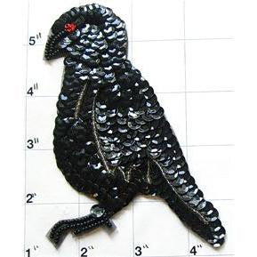 Bird with Black Sequins Red Eye 4.5"