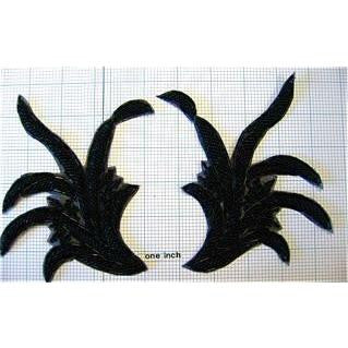 Leaf Pair with Black Beads 6" x 6"