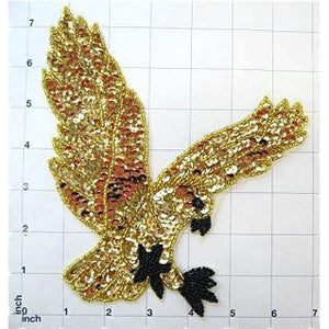 Eagle with Gold Sequins and Beads 7" x 7"