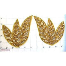 Load image into Gallery viewer, Leaf Pair with Gold Sequins and Beads 6&quot; x 5&quot;