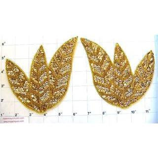Leaf Pair with Gold Sequins and Beads 6