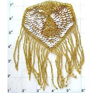 Epaulet with Gold Sequins and Beads 6" x 5"