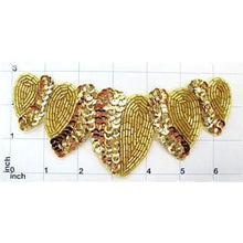 Load image into Gallery viewer, Designer Motif Leaf Neckline with Gold Sequins and Beads 3&quot; x 6.5&quot;