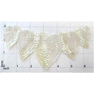 Designer Motif Leaf Neckline with Iridescent Sequins and Beads 3" x 6.5"