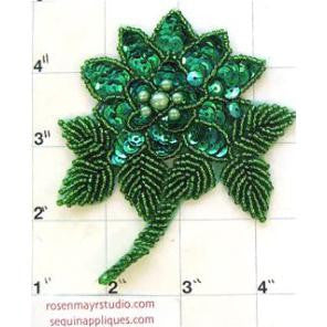 Flower Green with Green Pearl Center 4" x 3.5"