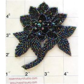 Flower with Moonlite Sequins and Beads 4" x 3.5"
