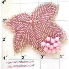 Load image into Gallery viewer, Leaf Epaulet with Pink Beads 2.5&quot; x 3&quot;