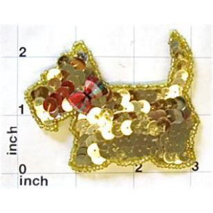 Scottie Dog Facing Left Gold 2.5" x 3"