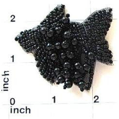 Epaulet with Black Sequins and Beads 2" x 2.5"