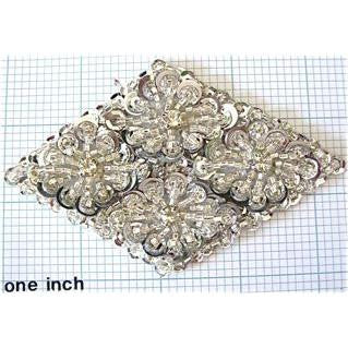 Designer Motif Jewel with Silver Beads 4.5" x 3"