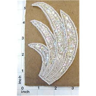 Motif Wing White Iridescent 5" x 3"