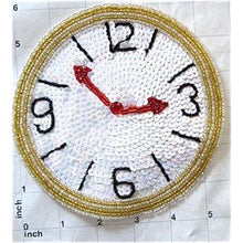 Load image into Gallery viewer, Clock with China White Sequins Black and Gold Beads 6&quot; x 6&quot;