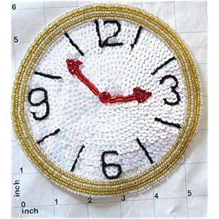 Clock with China White Sequins Black and Gold Beads 6