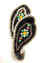 Load image into Gallery viewer, Designer Motif Paisley Shape with Black Sequins and Multi-Color Beads 5.5&quot; x 3&quot;