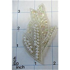 Designer Motif with Beads and Pearls 3.5" x 2"