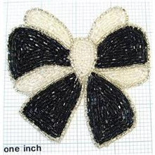 Load image into Gallery viewer, Bow Black and White Beaded 4&quot;