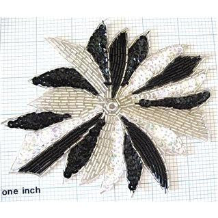 Motif Black and White and SIlver Bow with Rhinestone 5.5