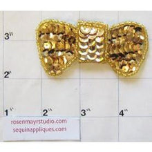 Load image into Gallery viewer, Bow Gold Sequins and Beads 1.5&quot; x 2.25&quot;