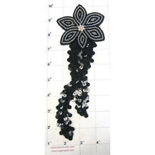 Load image into Gallery viewer, Flower with Black Sequins and Beads 9&quot; x 3.5&quot;
