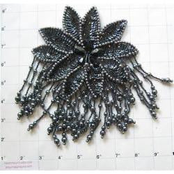 Epaulet with Charcoal Sequins and Grey Beads 5" x 8"