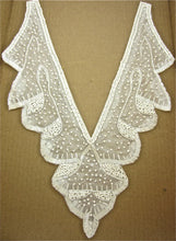 Load image into Gallery viewer, Designer Motif Bodice Neckline with White Beads on Clear Netting 15&quot; x 11&quot;