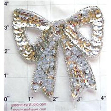 Load image into Gallery viewer, Bow Silver Sequins and Beads 4&quot; x 4&quot;