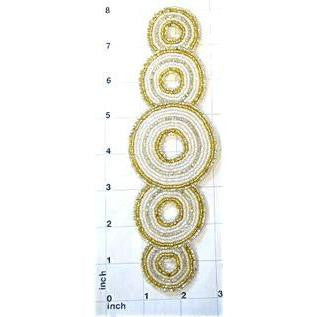 Designer Motif with 5 Circles Gold and Iridescent Beads 7.75" x 2.5"