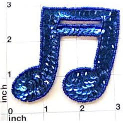 Double Note Royal Blue in Flat or Cupped Sequins 2.75" x 2.75"