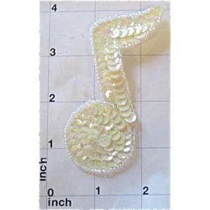 Single Note with Iridescent Light Yellowish Sequins and Beads 3.5" x 2"