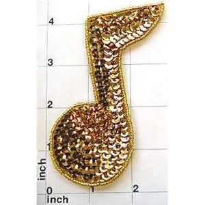 Single Note with Gold Sequins and Beads 2.5" x 4"