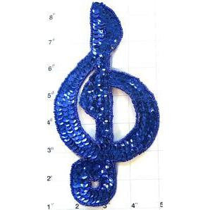 Treble Clef with all Royal Blue Sequins and Beads 8