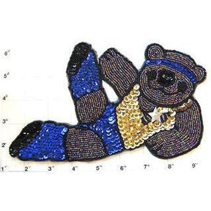 Bear doing Yoga Sequins and Beads 8" X 4.5" and 3" x 6"