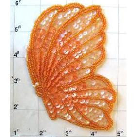 Butterfly with Orange Sequins and Pearls 5" x 3.5"