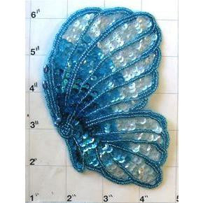 Butterfly with Turqouise Sequins and Beads 5" x 3.5"