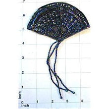 Load image into Gallery viewer, Designer Motif Fan with Moonlite Sequins and Beads 7&quot; x 4.5&quot;