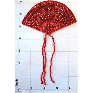 Fan with Red Sequins and Beads 7