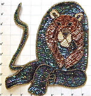 Lion with Moonlight Bronze Sequins 10" x 9"