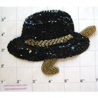 Hat and Cane with Black and Gold Sequins and Beads 6