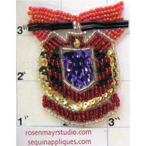 Crest with Multi-Colored Beads and Sequins 2.5" x 2.5"
