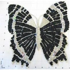 Butterfly with Black and White Sequins and Beads 10" x 10"