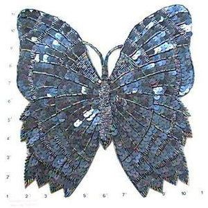Butterfly Moonlight Sequins and Beads Rhinestone Eyes 10" x 10"