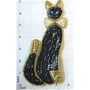 Moonlight Cat with Pearl Bow 7" x 3.5"