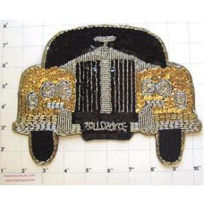 Rolls-Royce Gold Silver Black Sequin Beaded 8" x 6"