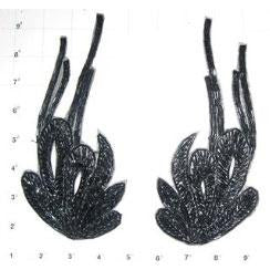 Epaulet Pairs with Black Beads 8" x 3.5"