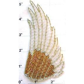 Motif Wing Whte and Gold Beads 4.5" x 2.5"