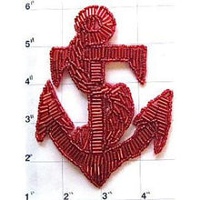 Load image into Gallery viewer, Anchor Red Beads 4.5&quot; x 4.5&quot; - Sequinappliques.com