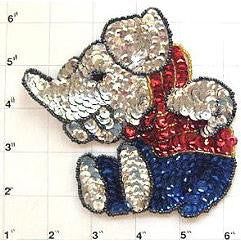 Silver Elephant Sitting Small 5" x 4"